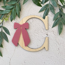 Load image into Gallery viewer, Lacy Bow Personalized Wood Monogram