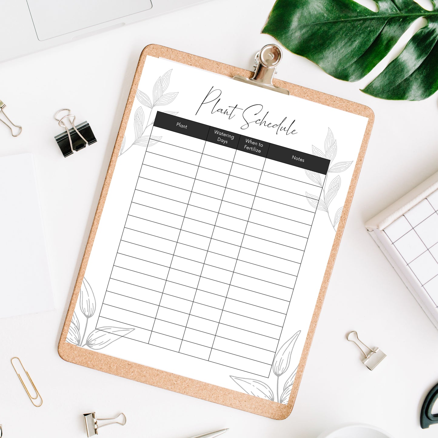 Plant Schedule Tracker Digital Download
