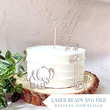 Load image into Gallery viewer, Safari Theme Oh Baby Cake Topper - Baby Shower Cake Topper | SVG Laser Cut File