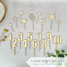 Load image into Gallery viewer, Space Cadet Kids Birthday Cake Topper | SVG Laser Cut File
