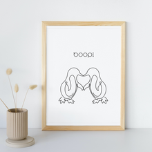Load image into Gallery viewer, Boop! Kissing Penguins Line Art Poster Print