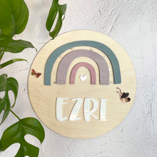 Load image into Gallery viewer, Personalized Boho Rainbow Name Wood Sign