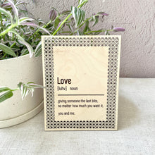 Load image into Gallery viewer, Love Definition Wood Sign with Rectangle Rattan