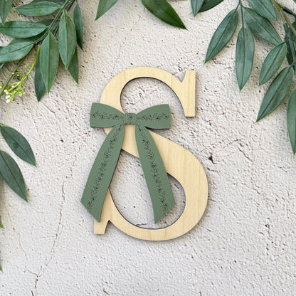 Floral Bow Personalized Wood Monogram