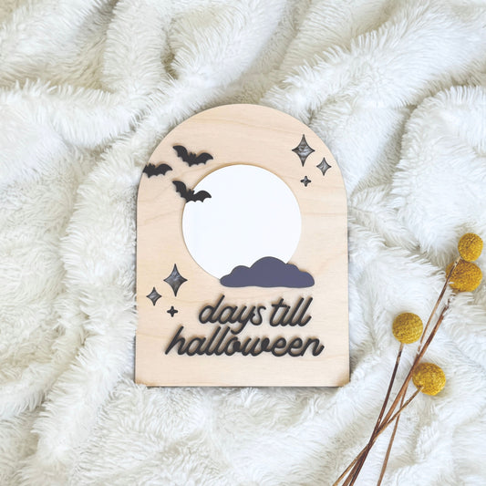 Halloween Countdown Dry Erase Sign – Bat & Moon Design