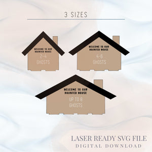 SVG - Personalizable Haunted House Family Sign | Halloween Laser Ready Cut File | Layered SVG Laser Cut File