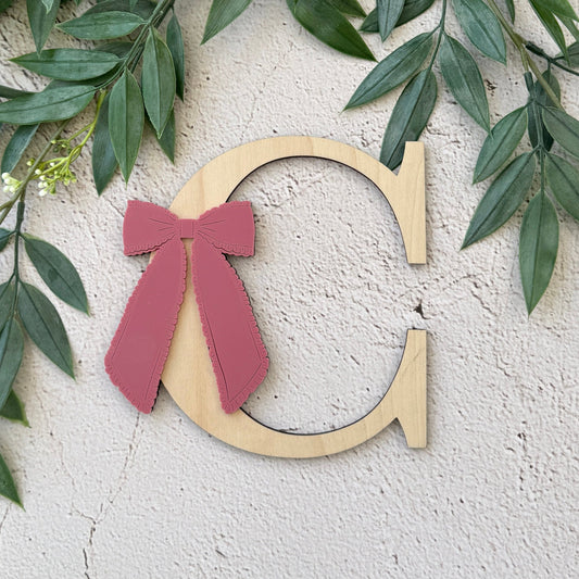 Lacy Bow Personalized Wood Monogram