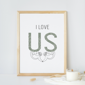 I Love Us Sloth Line Art - Digital Print