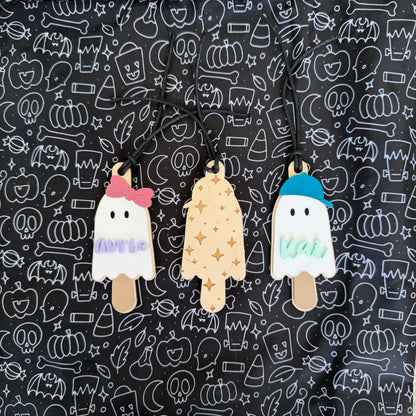 Personalized Ghost Popsicle Halloween Tag