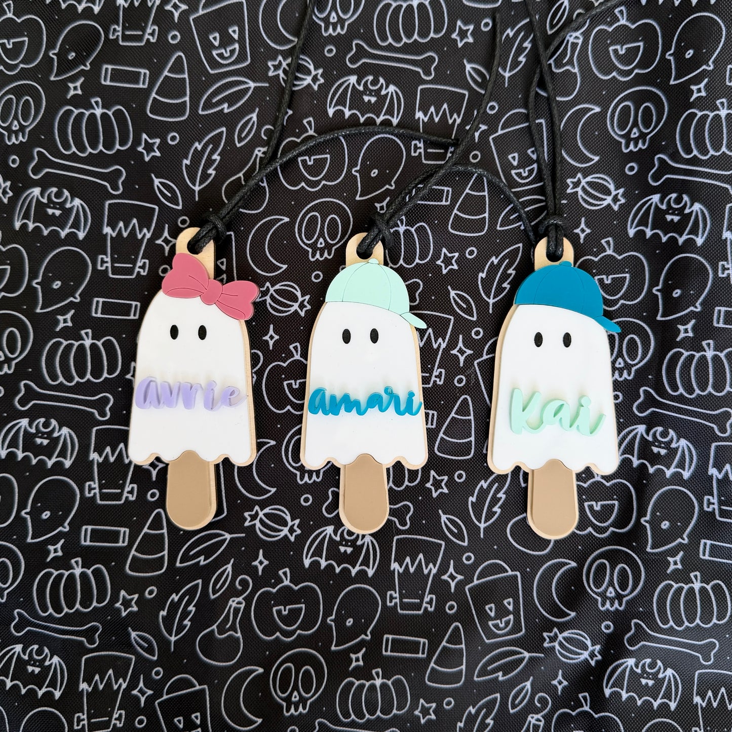 Personalized Ghost Popsicle Halloween Tag