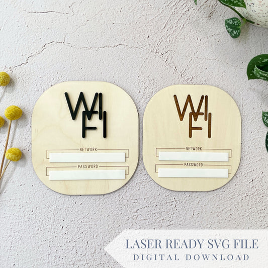 WiFi Board Rounded 3D and Engraved | SVG Laser Cut File