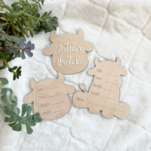 Year of the Ox Wooden Baby Name Announcement Sign