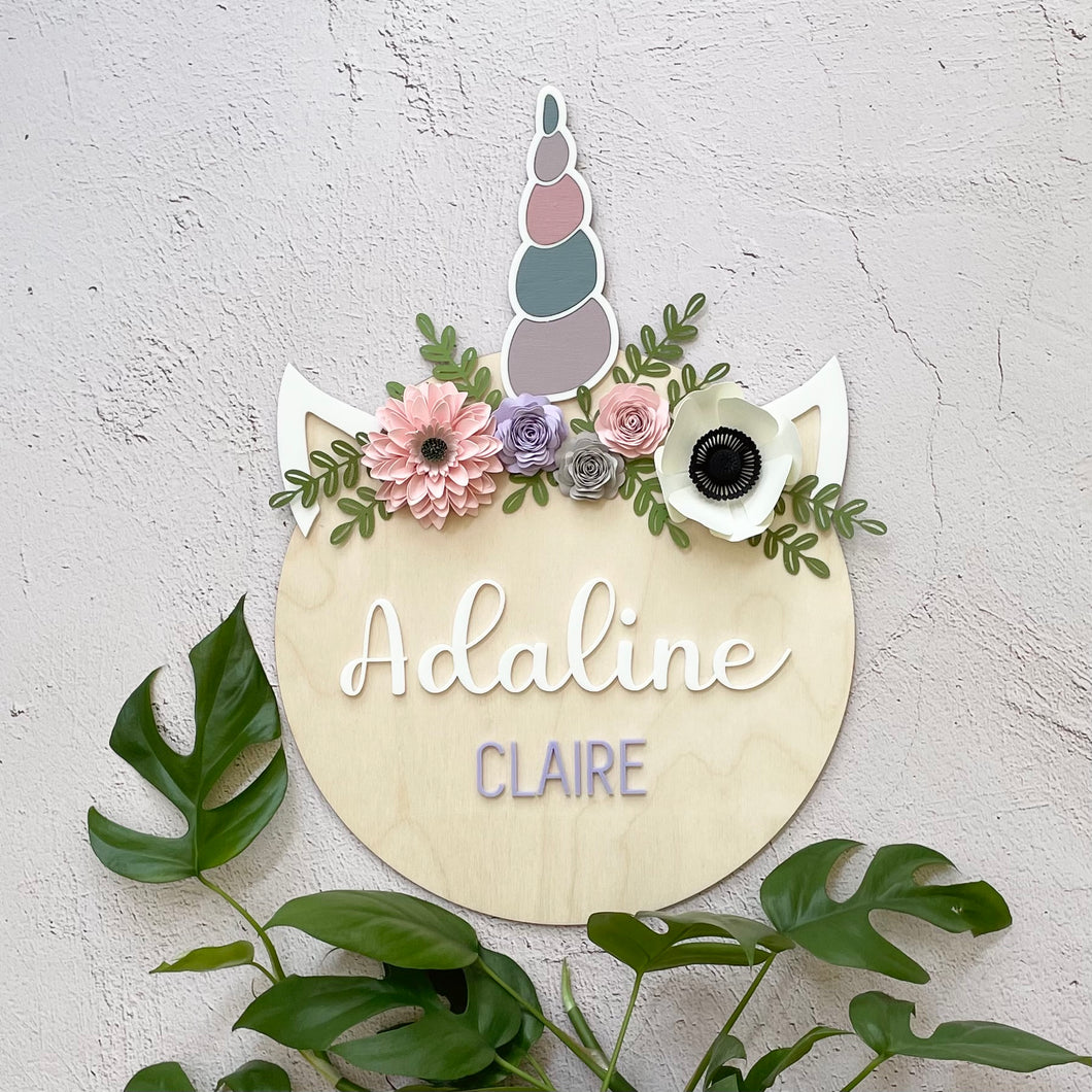 Personalized Unicorn Nursery Name Sign