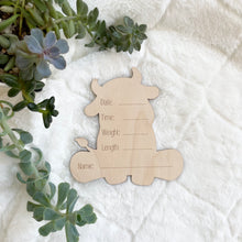 Load image into Gallery viewer, Year of the Ox Wooden Baby Birth Announcement Sign
