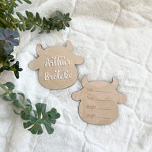 Load image into Gallery viewer, Year of the Ox Wooden Baby Name Announcement Sign
