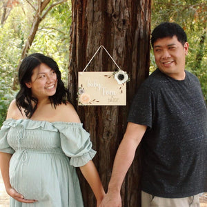 Personalized Wood Sign with Paper Flowers