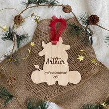 Load image into Gallery viewer, Personalized Baby&#39;s First Christmas Ornament - Year of the Ox (full body)
