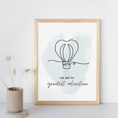 You Are My Greatest Adventure Hot Air Balloon Line Art - Poster Print