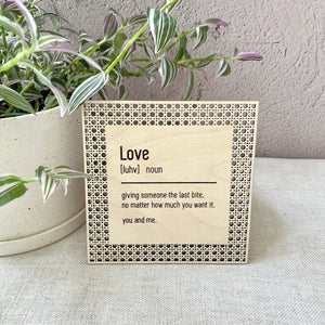 Love Definition Wood Sign - Square