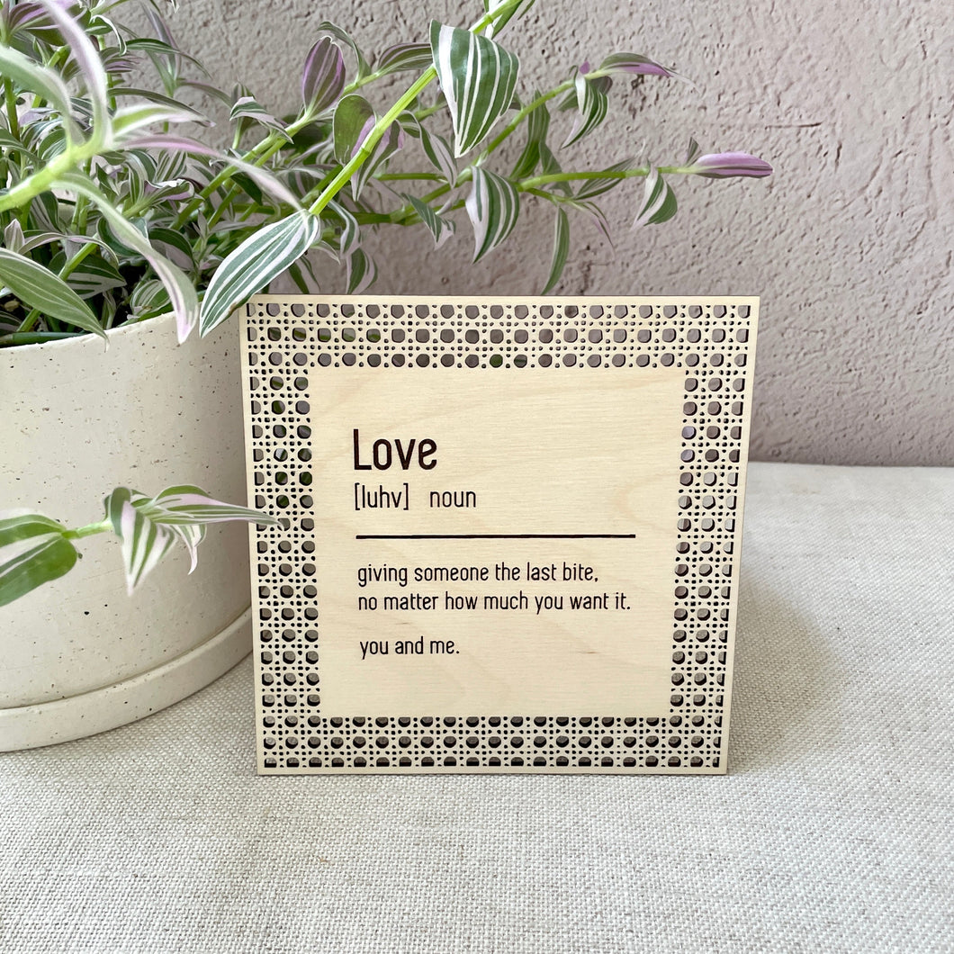 Love Definition Wood Sign - Square