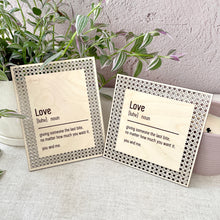 Load image into Gallery viewer, Love Definition Wood Sign with Rectangle Rattan
