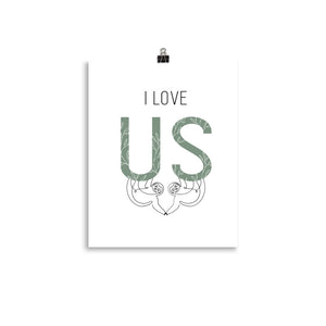 I Love Us Sloth Line Art Print