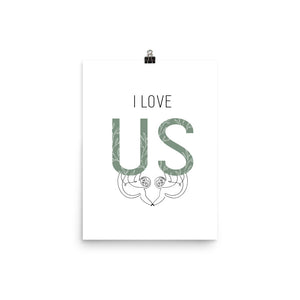 I Love Us Sloth Line Art Print