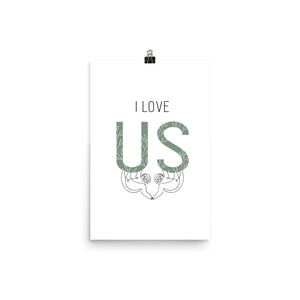 I Love Us Sloth Line Art Print