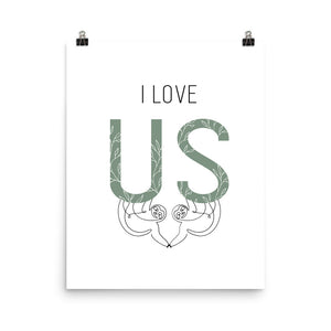 I Love Us Sloth Line Art Print