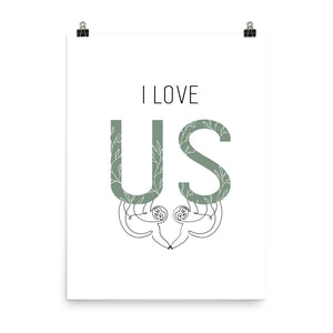 I Love Us Sloth Line Art Print