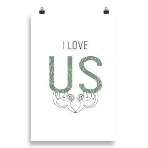 I Love Us Sloth Line Art Print