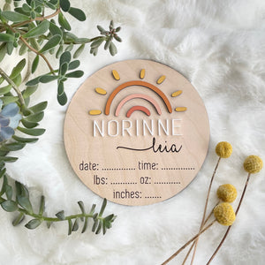 Boho Sun Personalized Baby Name Announcement Sign